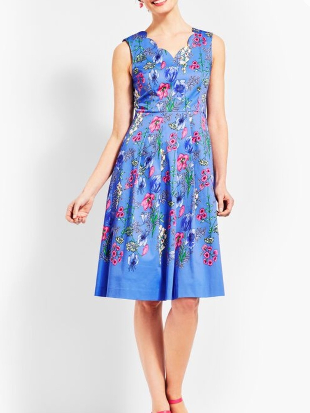 Talbots Royal Blue Floral Fit-and-Flare Dress